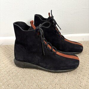 Arche Black Suede Sneakers with Red Stripe Lace-Up Shoes Women’s Sz 36 / US 5.5